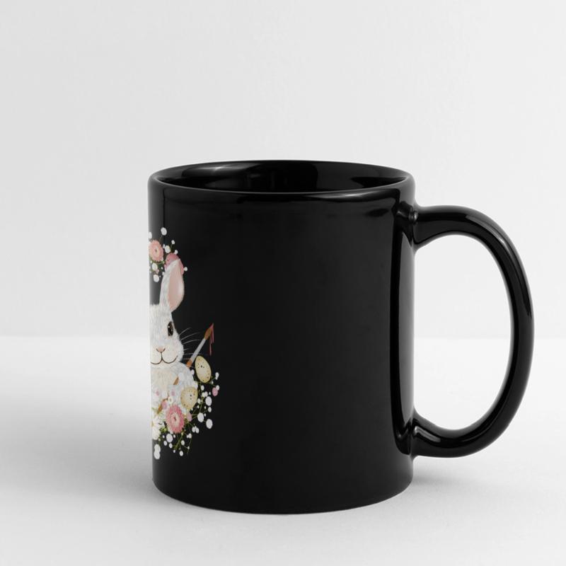 White Rabbit with Easter Eggs & Brush for Easter Full Colour Panoramic Mug