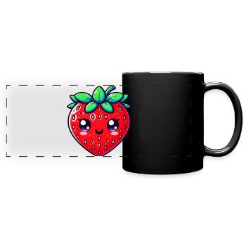 Fraise Fraises - Mug panoramique uni - noir - Devant