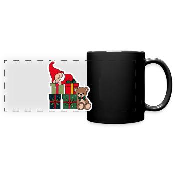 Weihnachts Wichtel - Panorama-Tasse farbig - Schwarz - Vorne