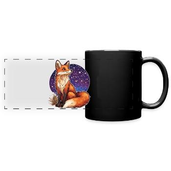 Fox and starry sky - Full Colour Panoramic Mug - black - Front