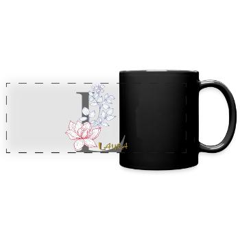 Initiale Buchstabe Laura - Panorama-Tasse farbig - Schwarz - Vorne