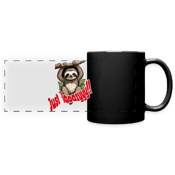 Süßer Faultier mit humoristischem Spruch - Panorama-Tasse farbig - Schwarz - Vorne