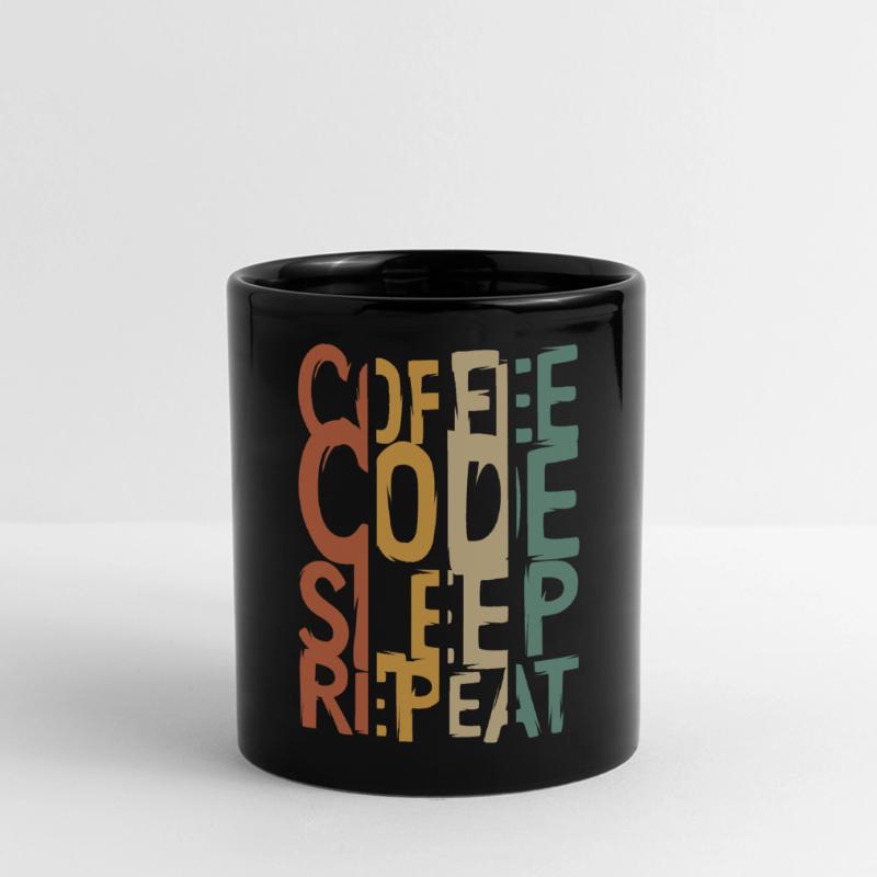 Coffee Code Sleep Repeat – Developer Design Full Colour Panoramic Mug