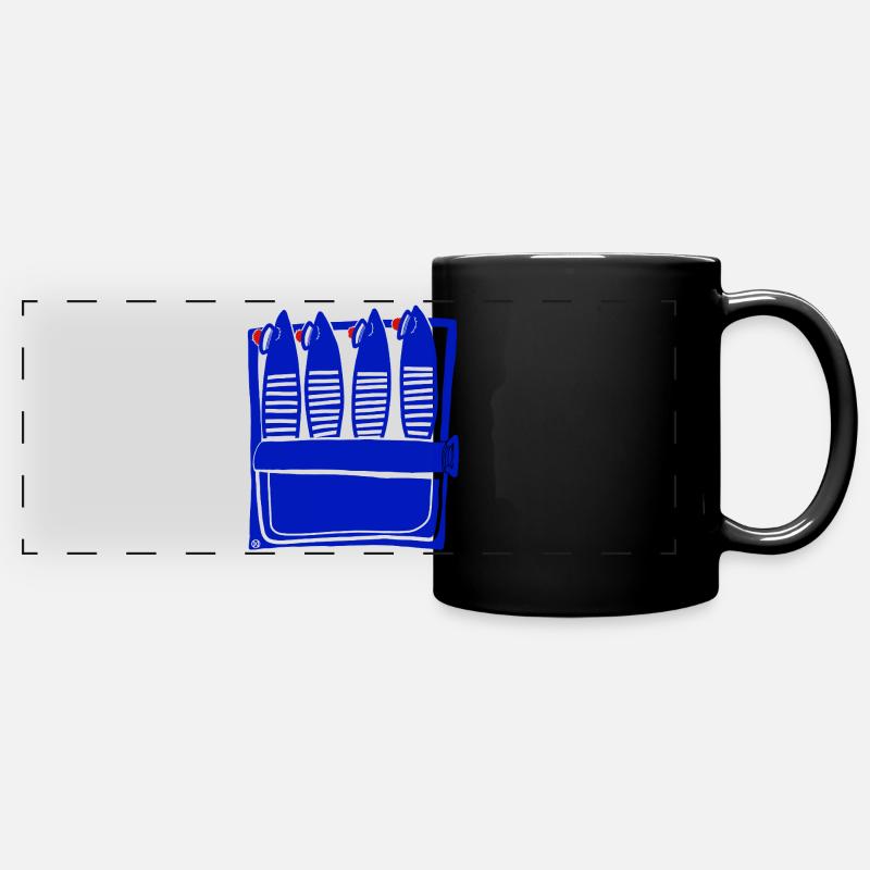 Sleeping sardines, cute French design - Full Colour Panoramic Mug - black
