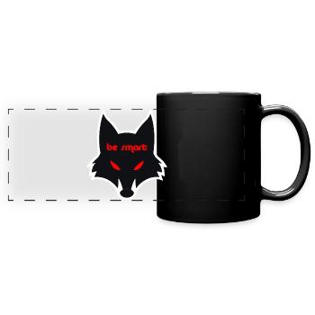 Düstere Wolfgrafik mit Botschaft - Panorama-Tasse farbig - Schwarz - Vorne