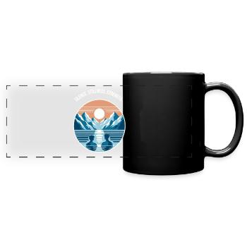 Bain de glace avec un panorama de montagne Régénération Bien-être - Mug panoramique uni - noir - Devant