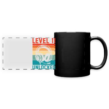 Level 11 freigeschaltet, 11. Jahrestag - Panorama-Tasse farbig - Schwarz - Vorne