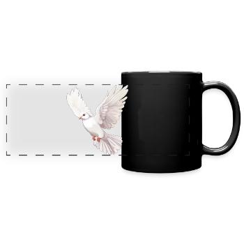 Illustration de colombe blanche en vol - Mug panoramique uni - noir - Devant