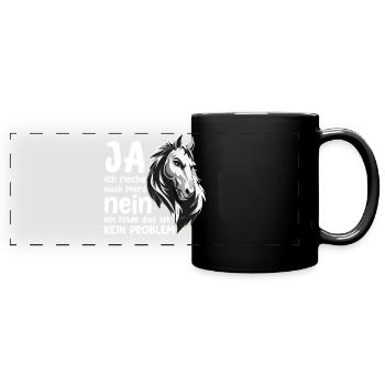 Cheval Dire avec Tête de Cheval Déclaration Hobby - Mug panoramique uni - noir - Devant