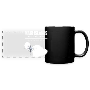 Conception de boussole de l’île de Maui avec coordonnées Vintage - Mug panoramique uni - noir - Devant