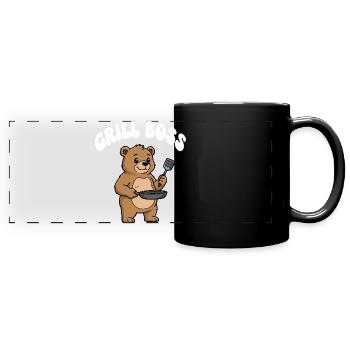Grill Bear Cooking Design - Full Colour Panoramic Mug - black - Front