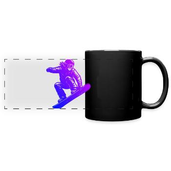 Frisches Snowboard Motiv für Snowboard - Panorama-Tasse farbig - Schwarz - Vorne