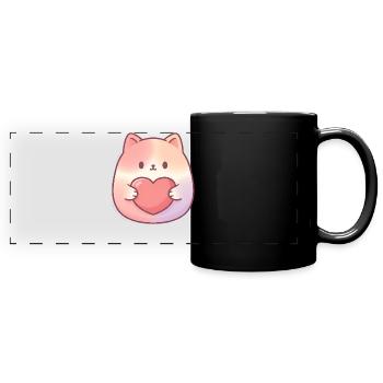 Cuddly Kitten Heart Love - Full Colour Panoramic Mug - black - Front