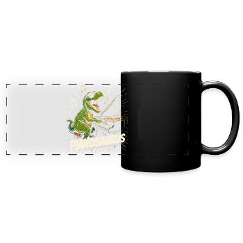 Spaßiger Pianist-Dinosaurier - Panorama-Tasse farbig - Schwarz - Vorne