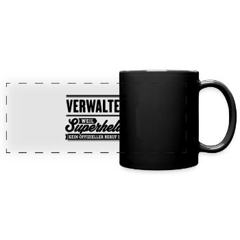 Superheld Verwalter - Panorama-Tasse farbig - Schwarz - Vorne