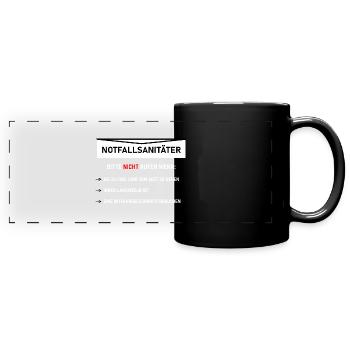 Notfallsanitäter Bitte nicht anrufen lustig Idee - Panorama-Tasse farbig - Schwarz - Vorne