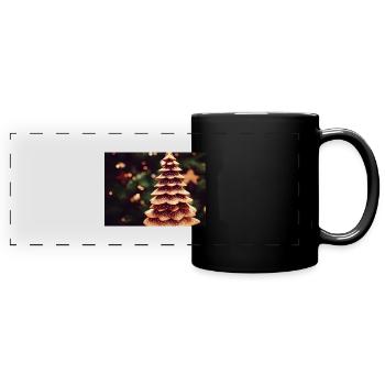 Lebkuchen Weihnachtsbaum - Panorama-Tasse farbig - Schwarz - Vorne