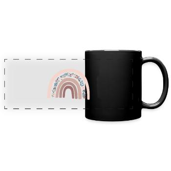 Regenbogen Floral - Panorama-Tasse farbig - Schwarz - Vorne