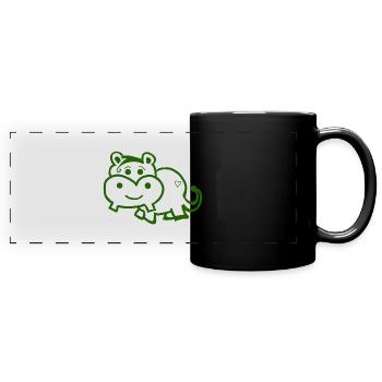 Nilpferd - Wildtier süss - Panorama-Tasse farbig - Schwarz - Vorne