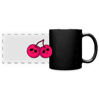 Cerises fraîches - Mug panoramique uni - noir - Devant