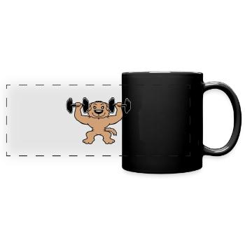 Hund Bodybuilder Stark Muskeln Gym Gewichtheben - Panorama-Tasse farbig - Schwarz - Vorne