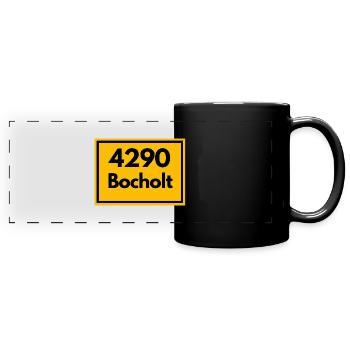 Panneau de la ville - puis rétro ancien code postal 4290 BOCHOLT - Mug panoramique uni - noir - Devant
