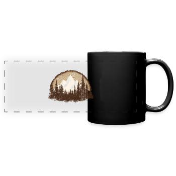 Majestic Mountain Forest Scene - Full Colour Panoramic Mug - black - Front