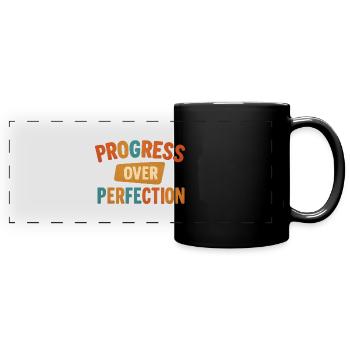 Progress Over Perfection - Full Colour Panoramic Mug - black - Front
