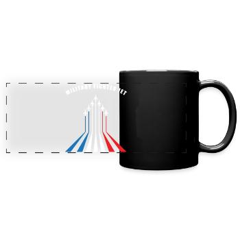 Kampfflugzeug - militärischer Kampfjet - Panorama-Tasse farbig - Schwarz - Vorne