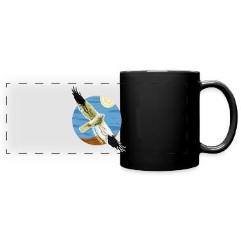 Oiseau Busard cendré Rapace Espèce protégée - Mug panoramique uni - noir - Devant