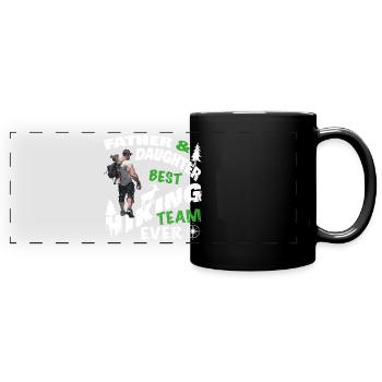 Hiking Mountains Proud Daddy Daughter Team Father's Day - Full Colour Panoramic Mug - black - Front