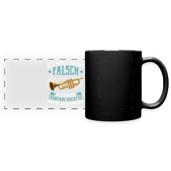 Lustiger Spruch Trompete Trompeter Bigband Musiker - Panorama-Tasse farbig - Schwarz - Vorne