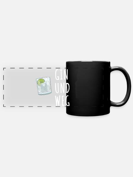 Gin und Weg - Panorama-Tasse farbig - Schwarz