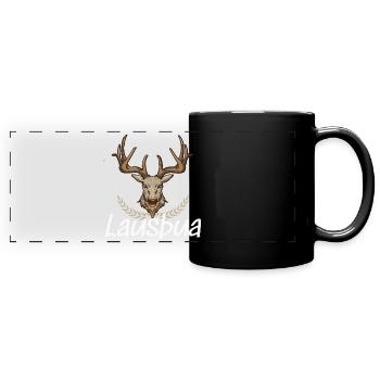 Lausbua Hirsch Lederhosen - Panorama-Tasse farbig - Schwarz - Vorne