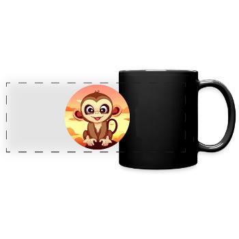 Singe Chimpanzé Round Sunset - Mug panoramique uni - noir - Devant