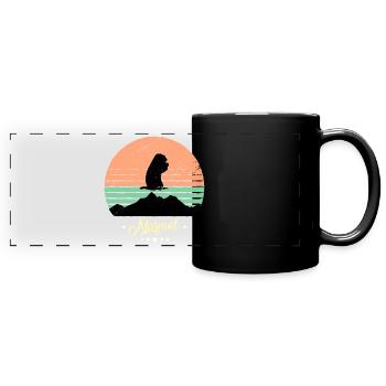 Marmotte Vintage Rétro Animaux Coucher de soleil - Mug panoramique uni - noir - Devant