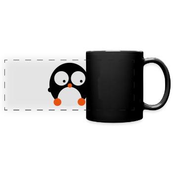 süßer Pinguin - Pinguinküken - Panorama-Tasse farbig - Schwarz - Vorne