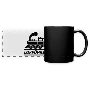 Lokführer - Panorama-Tasse farbig - Schwarz - Vorne