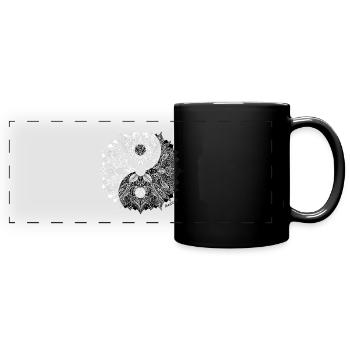 Mandala Yin Yang - Mug panoramique uni - noir - Devant