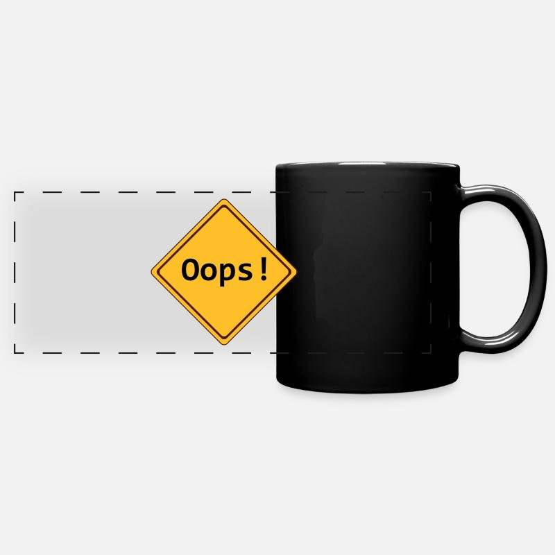 error, oops!, anpassbar - Panorama-Tasse farbig - Schwarz
