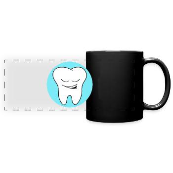 Pratique dentaire dent Logo - Mug panoramique uni - noir - Devant