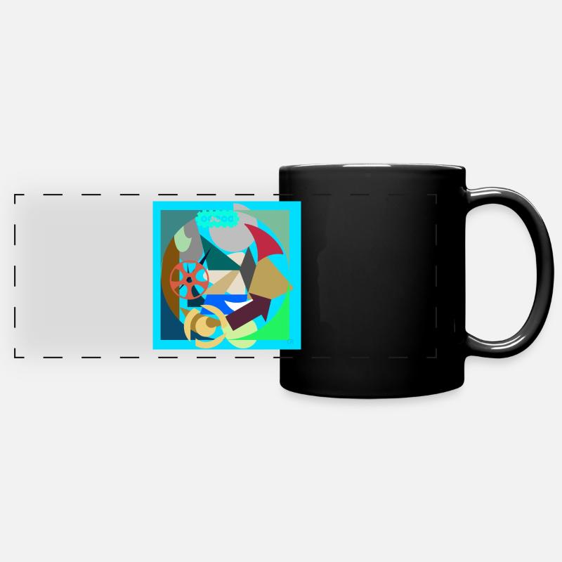 Grafikkunst 🎨 - Panorama-Tasse farbig - Schwarz