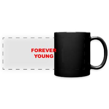 FOREVER YOUNG Rot - Panorama-Tasse farbig - Schwarz - Vorne