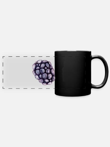Brombeere - Panorama-Tasse farbig - Schwarz
