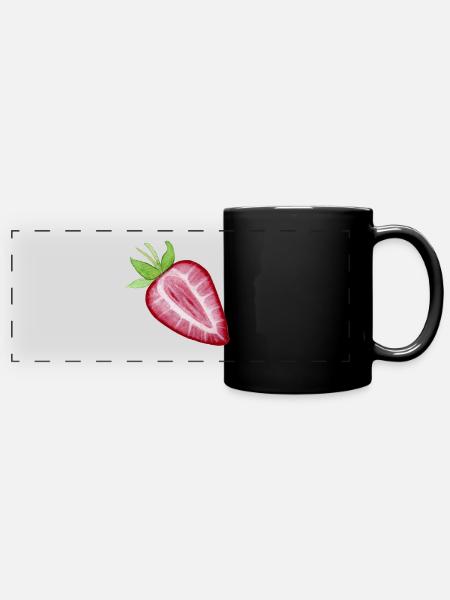 Erdbeere - Panorama-Tasse farbig - Schwarz