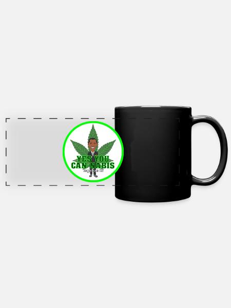 Smoke - Rauchen - Obama - Panorama-Tasse farbig - Schwarz