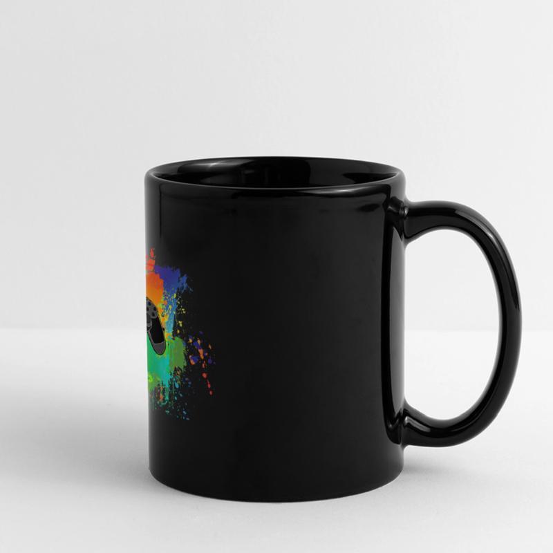 Controller Farbklecks Bunt Gaming Geschenk Idee Panorama-Tasse farbig