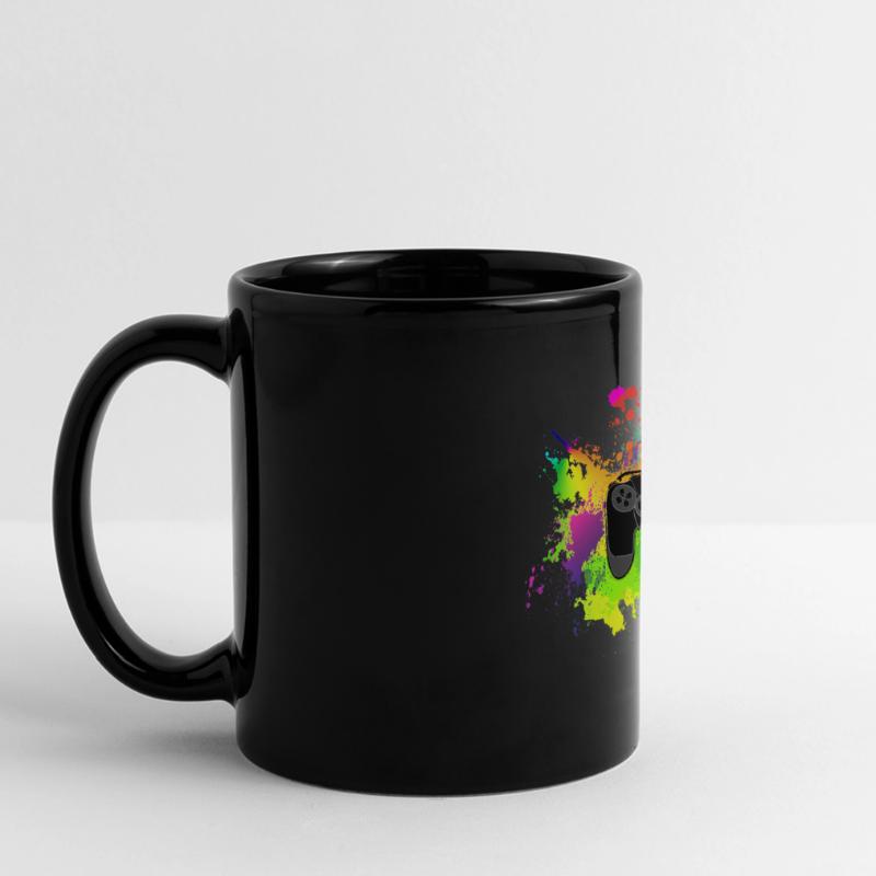 Controller Farbklecks Bunt Gaming Geschenk Idee Panorama-Tasse farbig