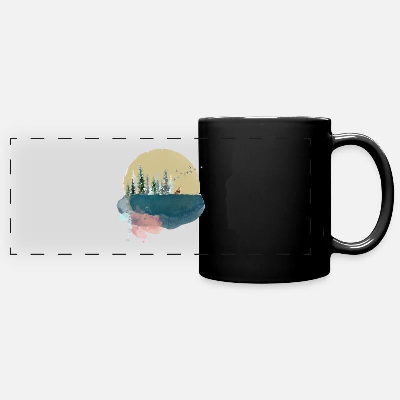 Watercolour forest on the moon! - Full Colour Panoramic Mug - black