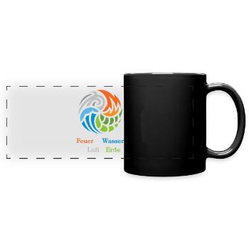 The 4 elements. Fire, water, air and earth - Full Colour Panoramic Mug - black - Front